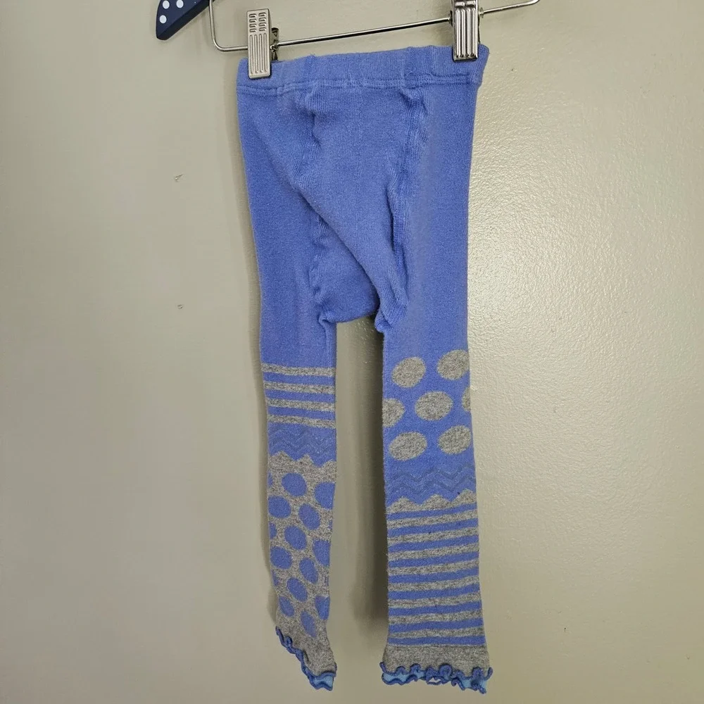 Naartjie Knit Footless Tights Sz 3-6m‎ Periwinkle Blue Grey Stripes Polka Dot